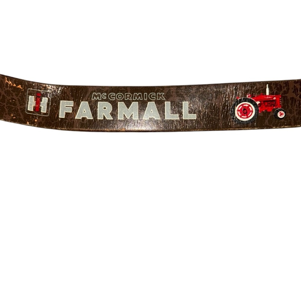 Farmall McCormick Leather Belt 43” Brown Distressed Tractor Logo Western